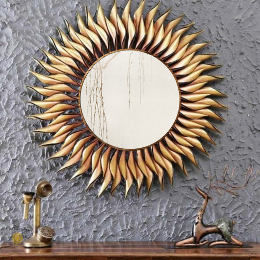 Metallic Sun Wall Mirror ( 36 Inches )