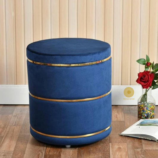 Ottoman Fabric Pouffe - Blue