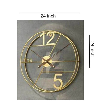 Alpha Numeric Metallic Wall Clock (Dia 24 Inches )
