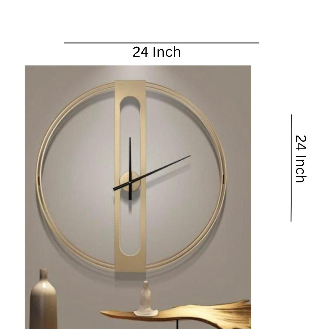 Time Bar Metallic Wall Clock ( Dia 24 Inches )