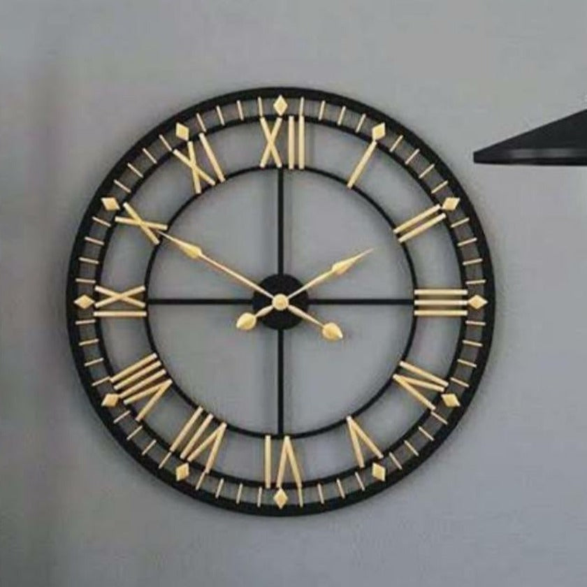 Roman Black and Golden Modern Wall Clock