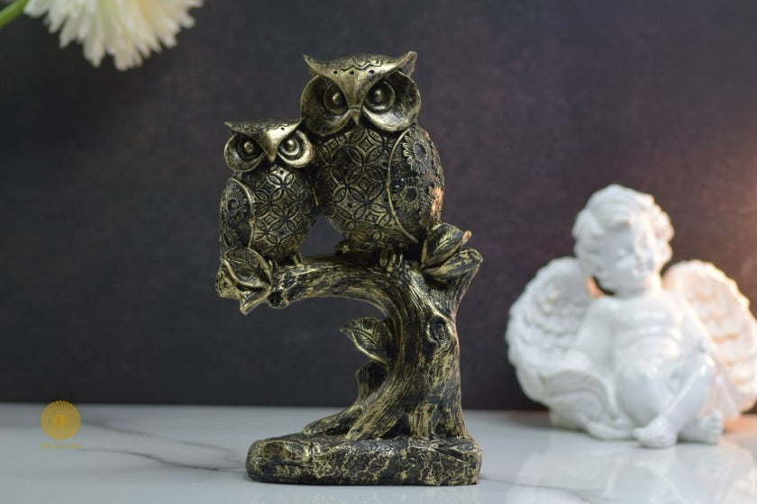 Antique Good Luck Owl Set of 2