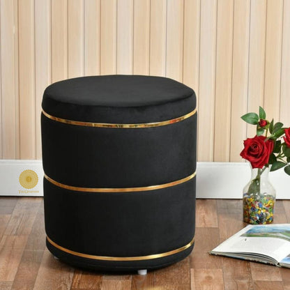 Ottoman Fabric Pouffe - Black