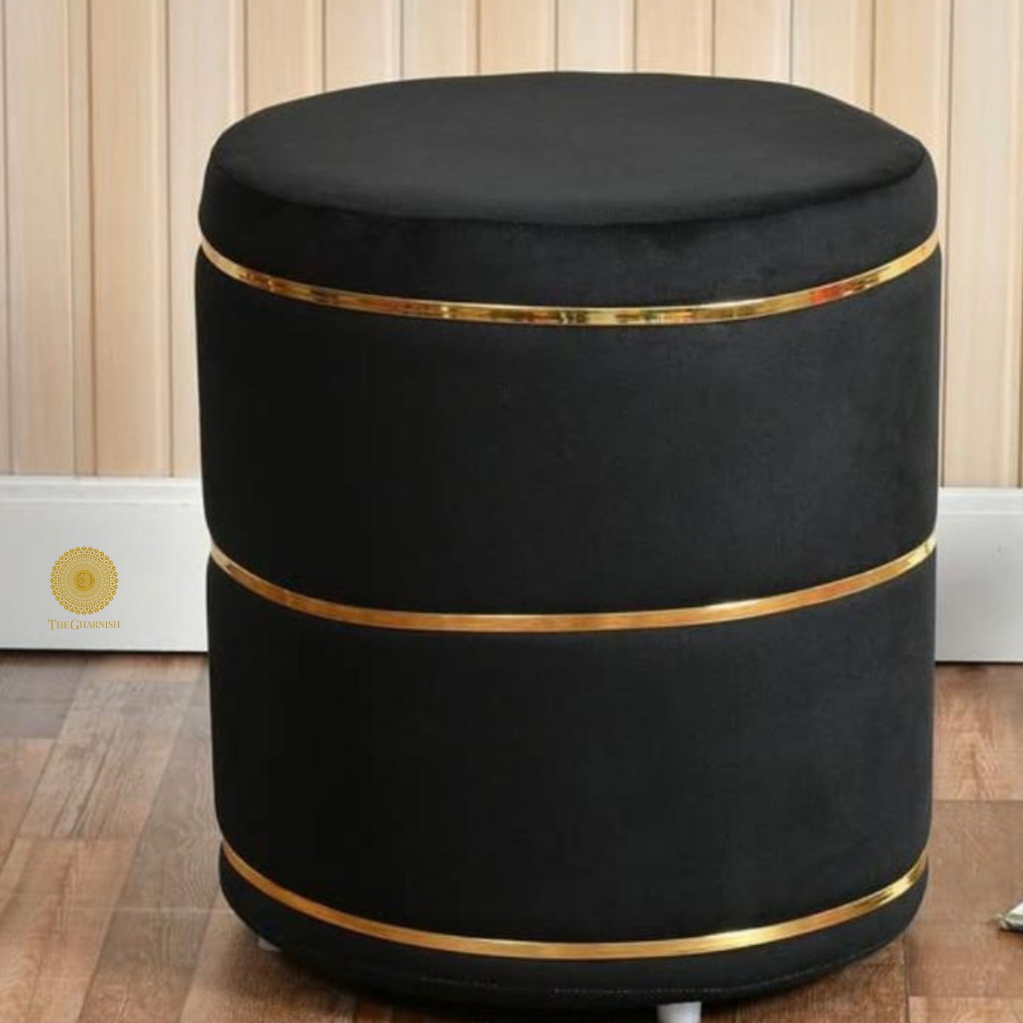 Ottoman Fabric Pouffe - Black