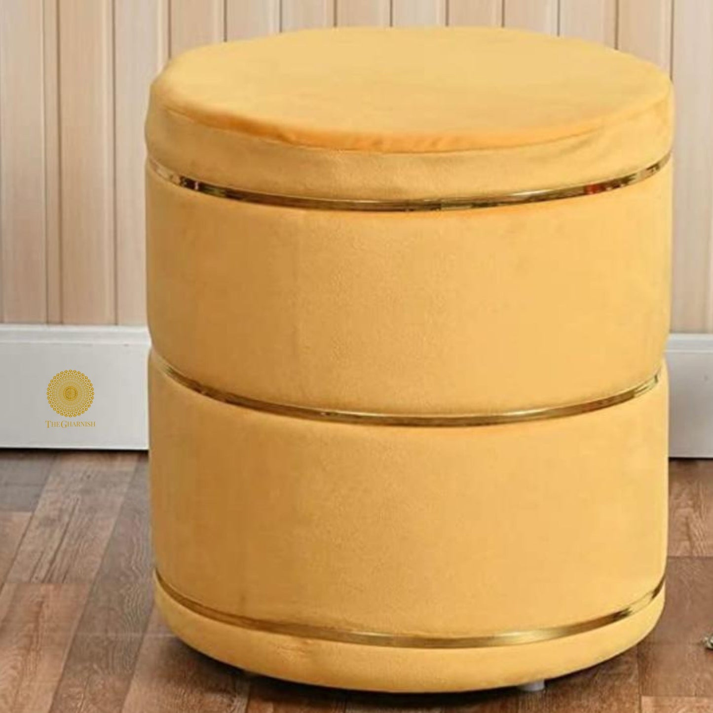 Ottoman Fabric Pouffe - Golden