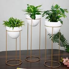 Set of 3 Egg Shaped Metallic Planters ( 26, 22 ,18 Inches )