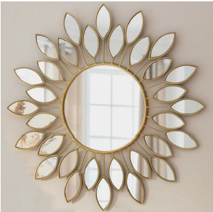 Multiple Leaves Metallic Wall Mirror-24 Inches