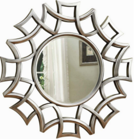 Elegant Circular Metallic Wall Mirror - 32 Inches Dia