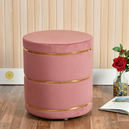 Ottoman Fabric Pouffe - Pink - The Gharnish - A Unit of Satkala Creations