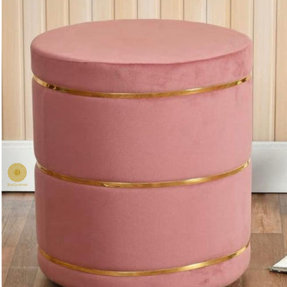 Ottoman Fabric Pouffe - Pink - The Gharnish - A Unit of Satkala Creations