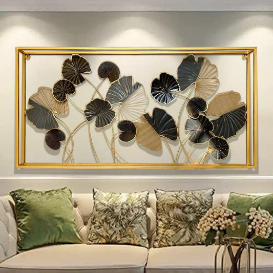 Metallic 3D Jungle Flower Wall Art (48 X 24 Inches) - The Gharnish - A Unit of Satkala Creations