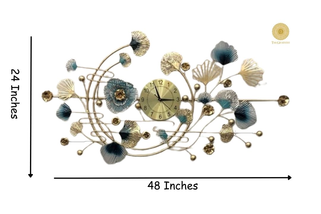 Large musical time ring wall clock by The Gharnish, 48x24 inches, featuring artistic clock design for modern home decor.