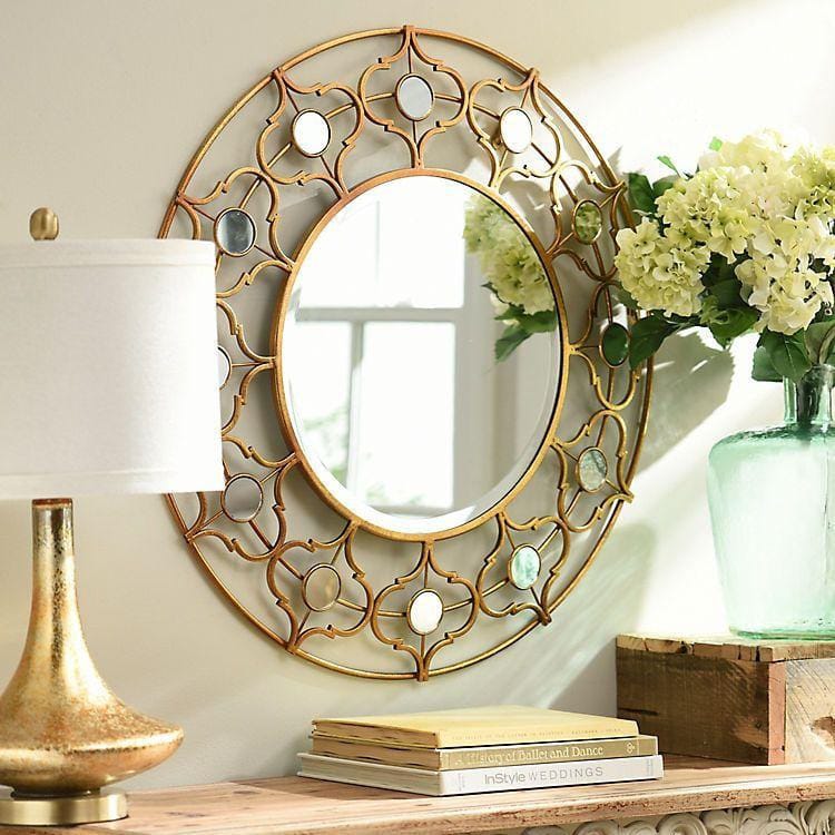 Premium diamond metallic wall mirror by The Gharnish, 30x30 inches, with a reflective, geometric design for modern decor.