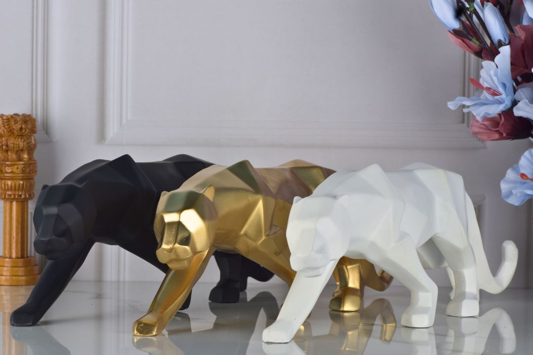 Black Surreal Panther figurine from TheGharnish, a detailed animal sculpture with an artistic, abstract design.