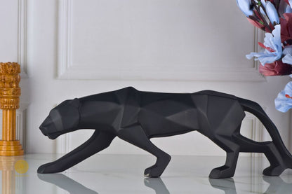 Black Surreal Panther figurine by TheGharnish, detailed animal sculpture with artistic, abstract design, perfect for decor or collection.