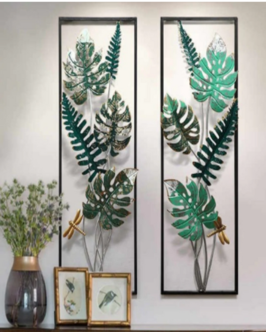 Vertical panel leaf wall art by TheGharnish, 30x12 inch artwork featuring two panels with botanical leaf designs.