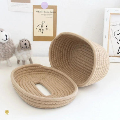 Brown cotton rope tissue holder organizer basket by TheGharnish, stylish storage box for tissues and small items.