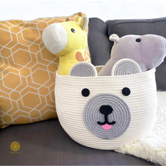 White rabbit-style multipurpose storage basket by TheGharnish, featuring a cute design and versatile use for organizing household items.