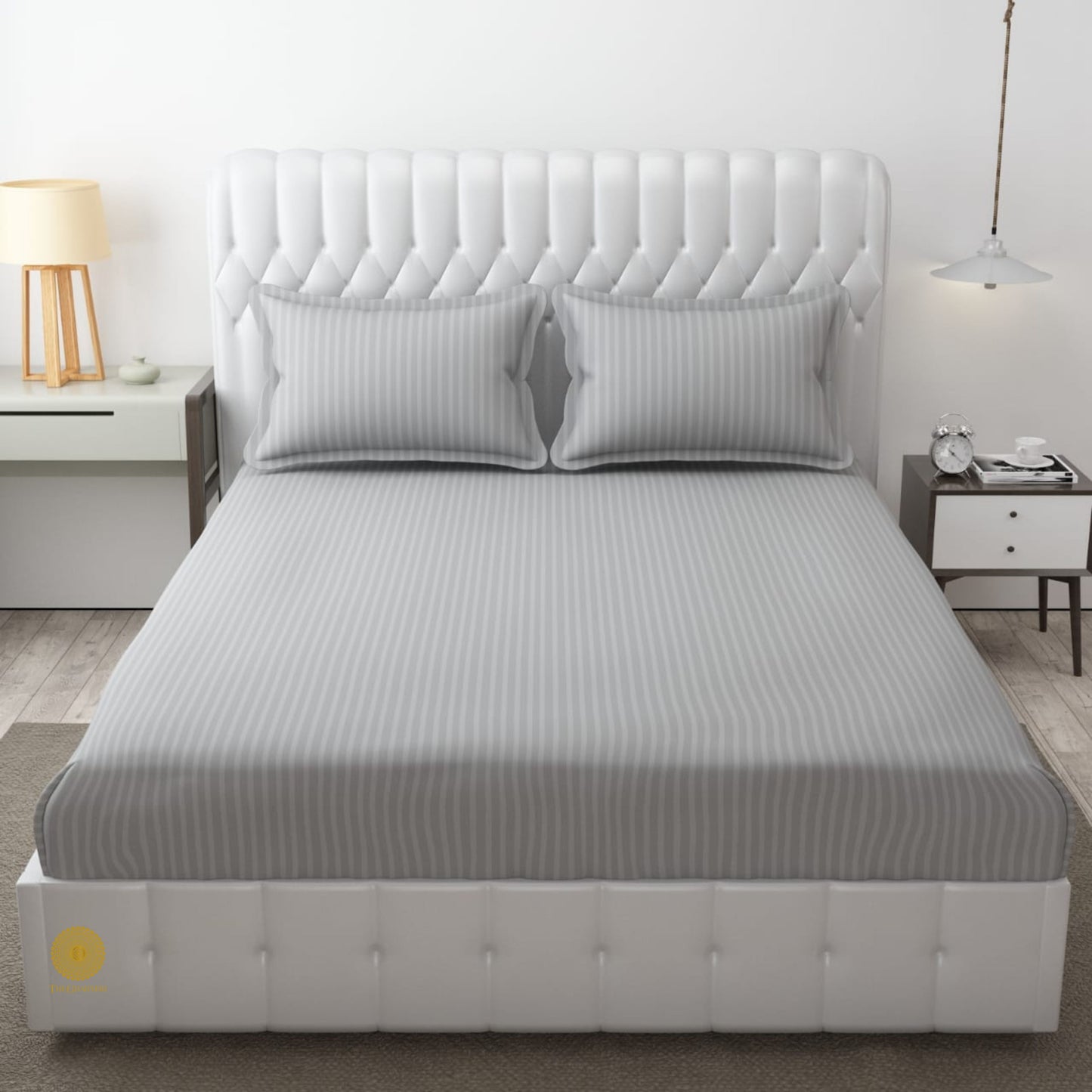 Strip Fitted Bedsheet or Mattress Cover - The Gharnish - A Unit of Satkala Creations