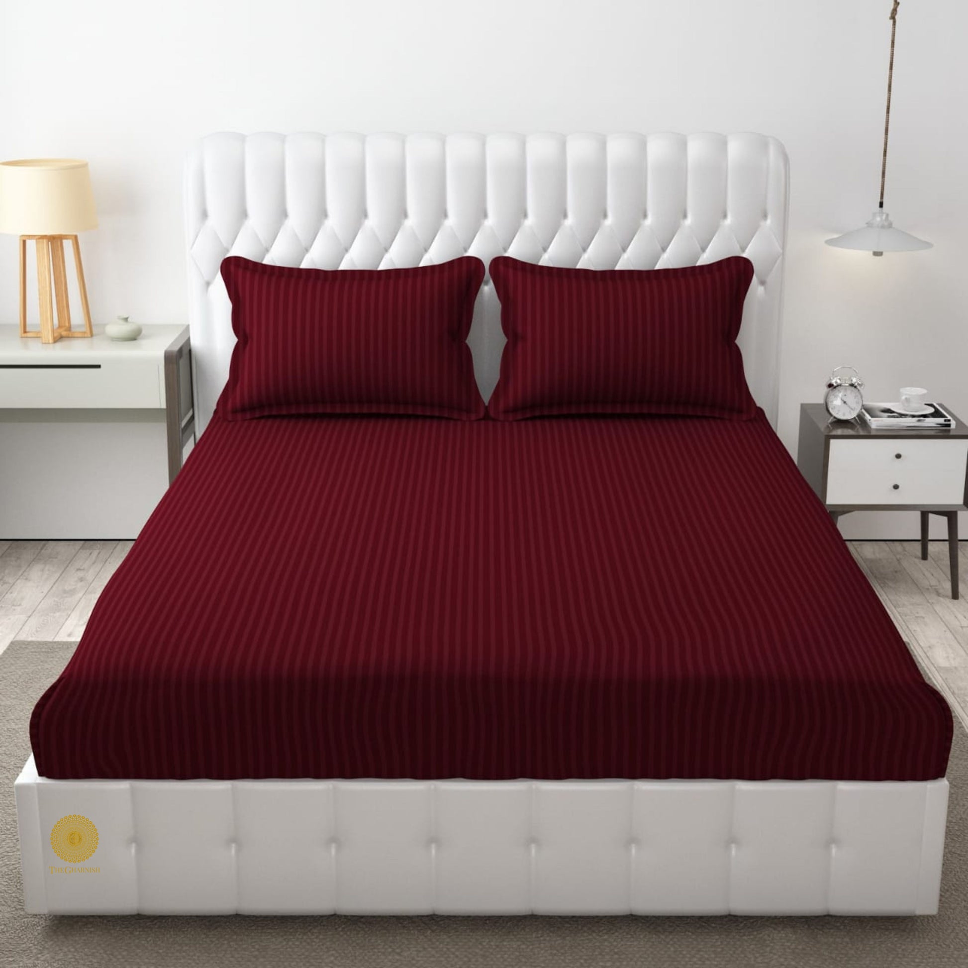 Strip Fitted Bedsheet or Mattress Cover - The Gharnish - A Unit of Satkala Creations