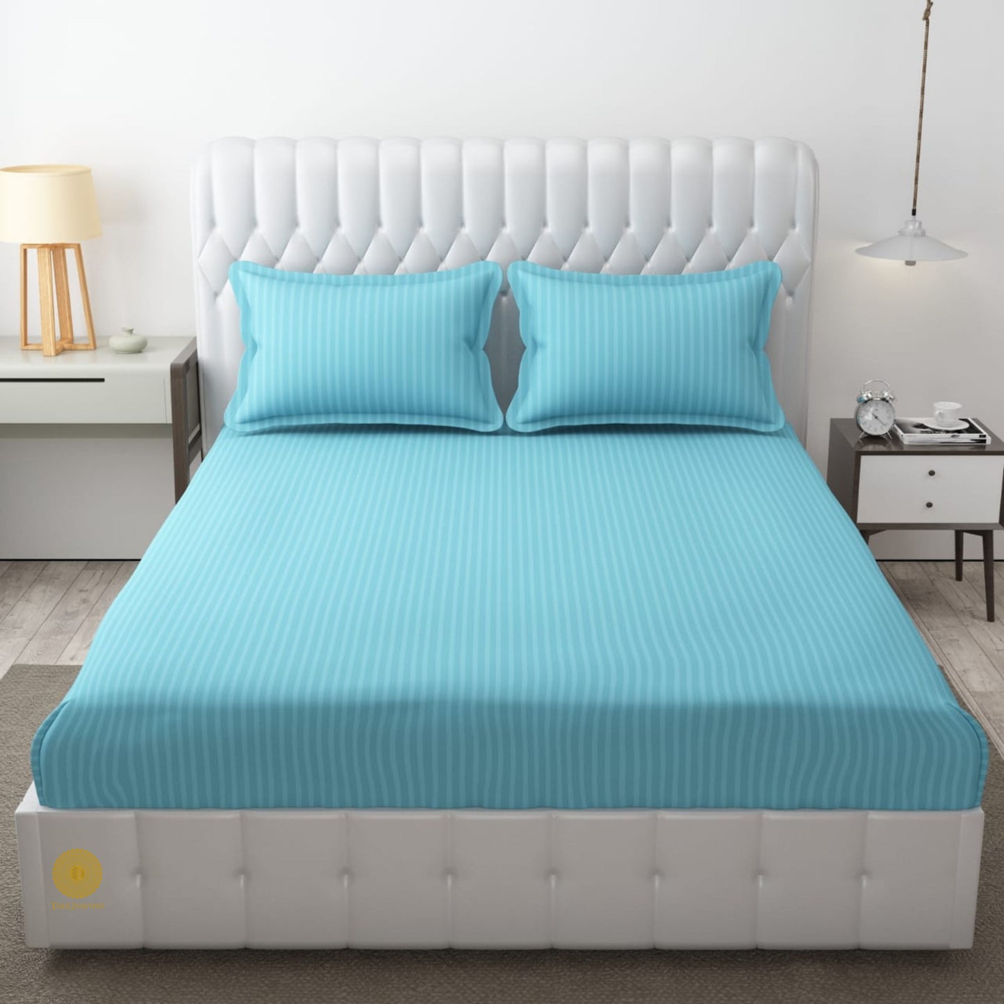 Strip Fitted Bedsheet or Mattress Cover - The Gharnish - A Unit of Satkala Creations