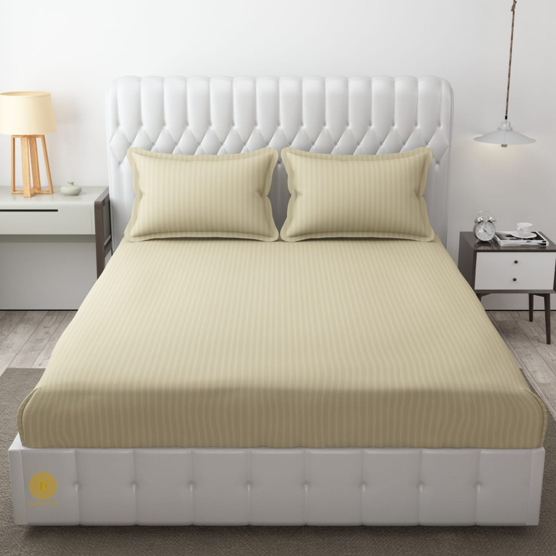 Strip Fitted Bedsheet or Mattress Cover - The Gharnish - A Unit of Satkala Creations