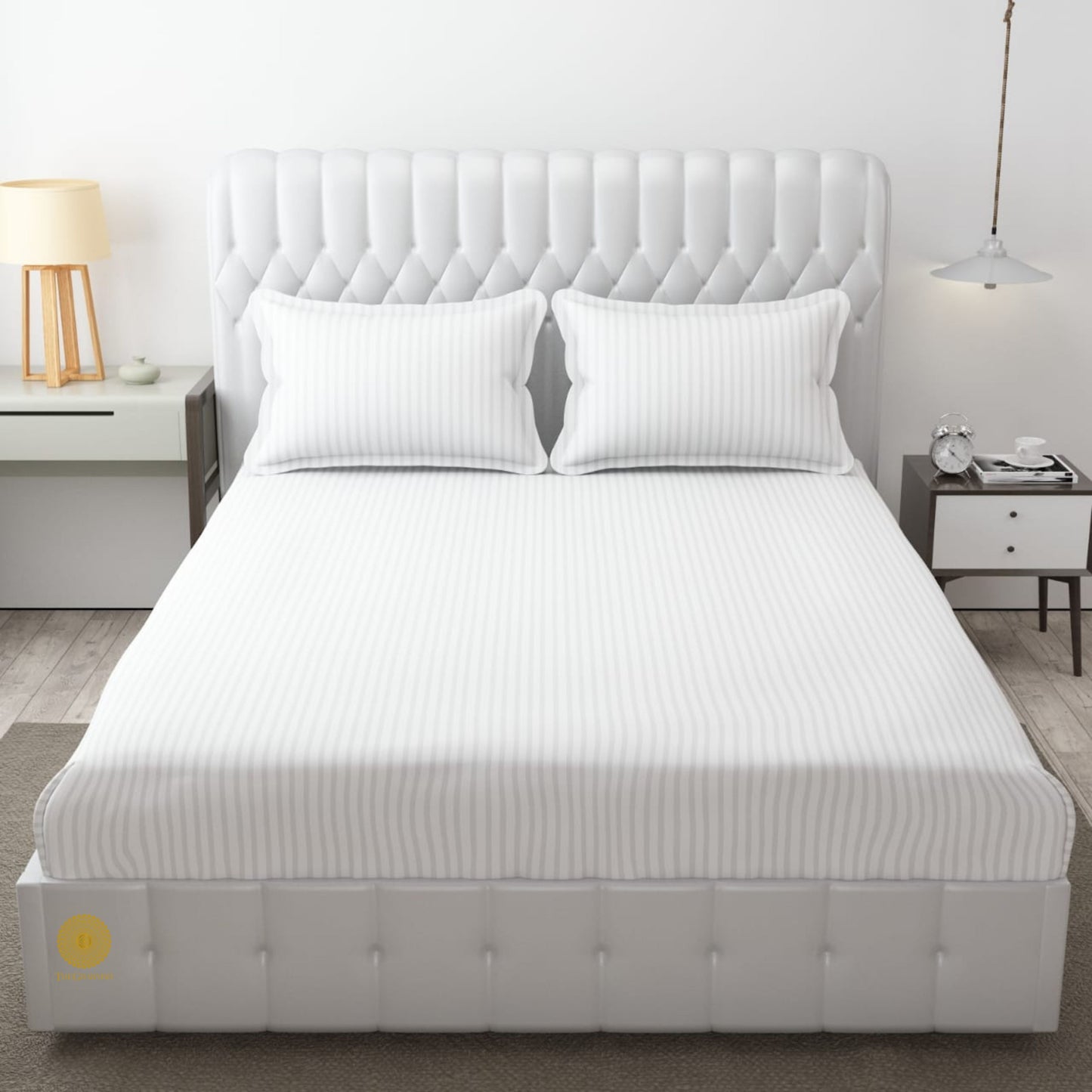 Strip Fitted Bedsheet or Mattress Cover - The Gharnish - A Unit of Satkala Creations