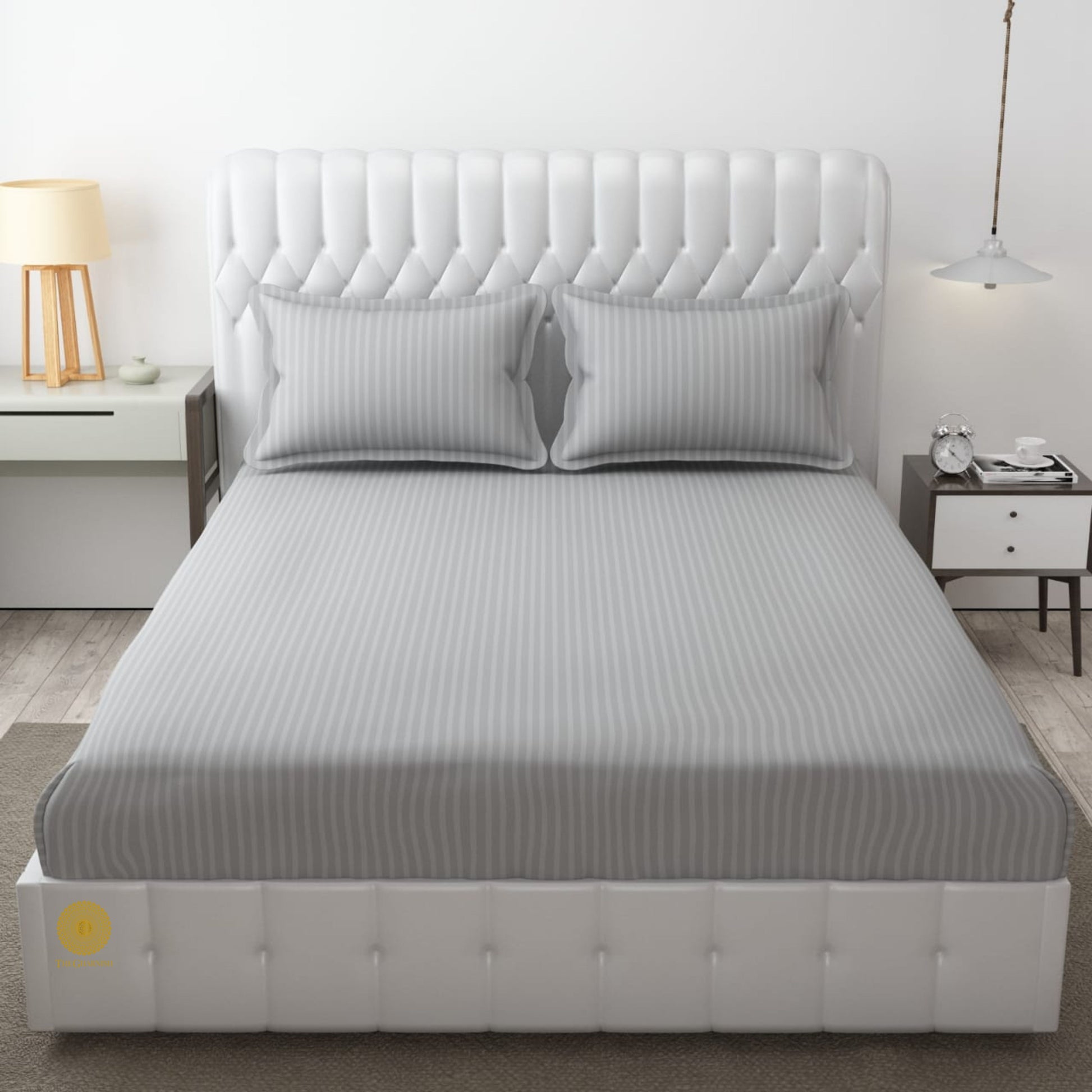 Strip Fitted Bedsheet or Mattress Cover - The Gharnish - A Unit of Satkala Creations
