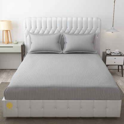 Strip Fitted Bedsheet or Mattress Cover - The Gharnish - A Unit of Satkala Creations