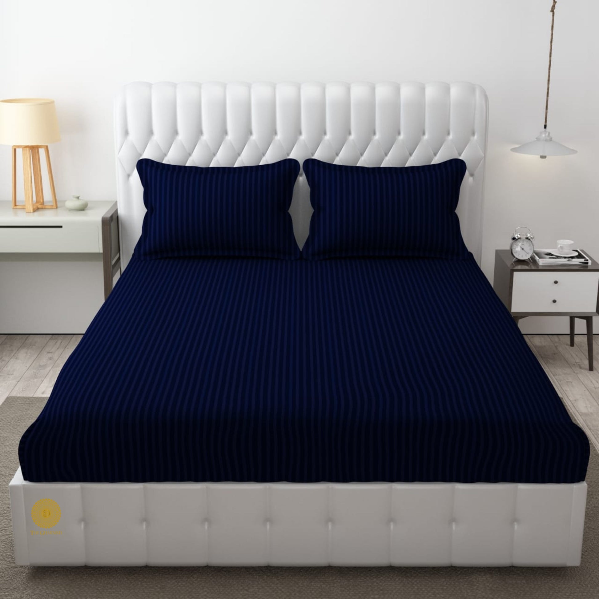 Strip Fitted Bedsheet or Mattress Cover - The Gharnish - A Unit of Satkala Creations