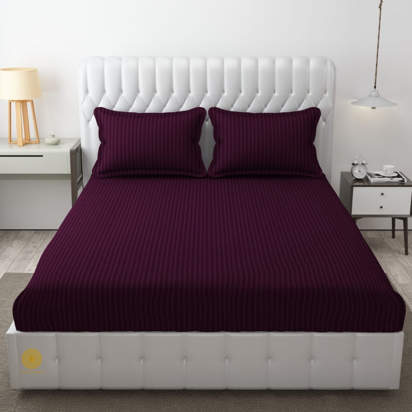 Strip Fitted Bedsheet or Mattress Cover - The Gharnish - A Unit of Satkala Creations
