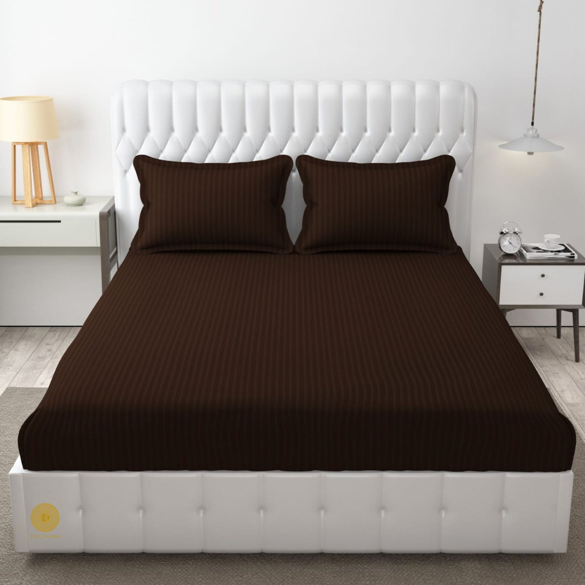 Strip Fitted Bedsheet or Mattress Cover - The Gharnish - A Unit of Satkala Creations
