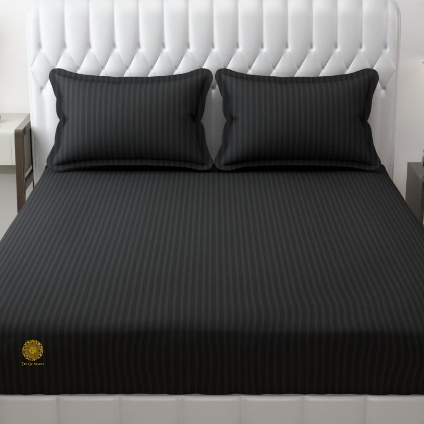 Strip Fitted Bedsheet or Mattress Cover - The Gharnish - A Unit of Satkala Creations