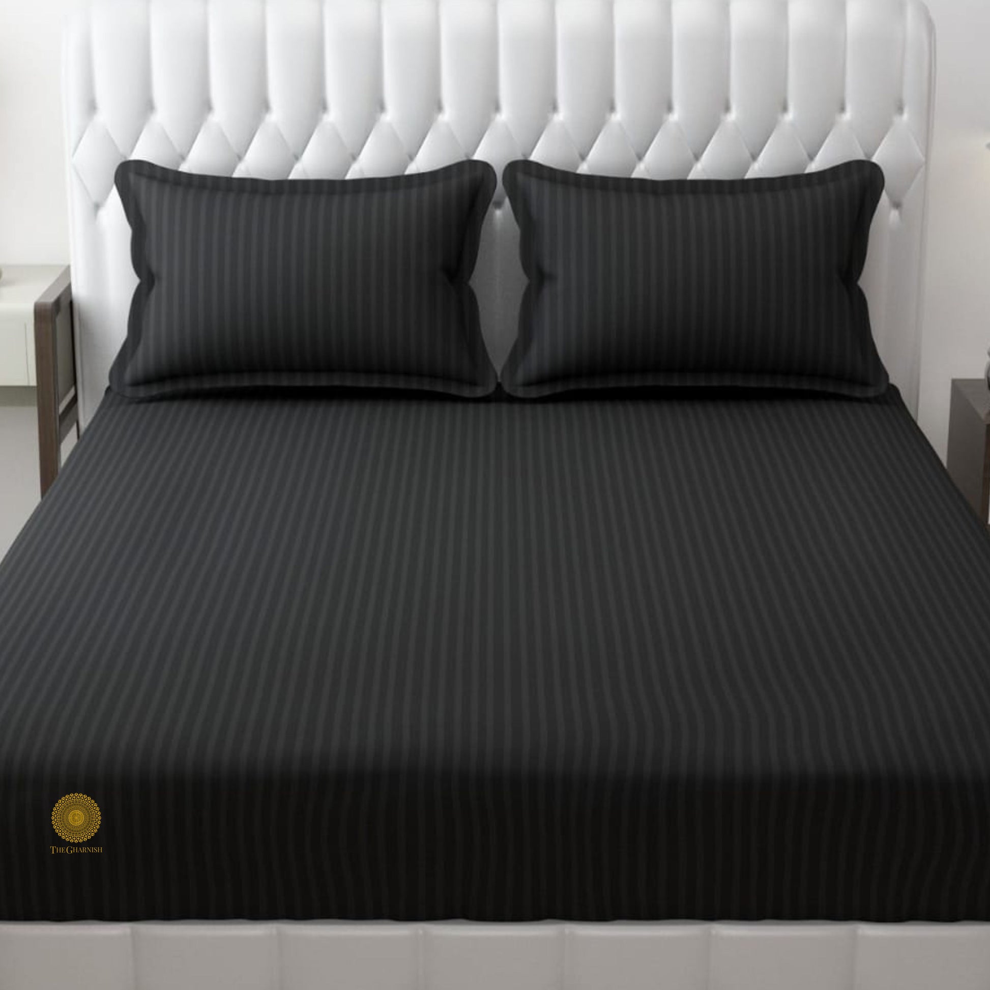 Strip Fitted Bedsheet or Mattress Cover - The Gharnish - A Unit of Satkala Creations
