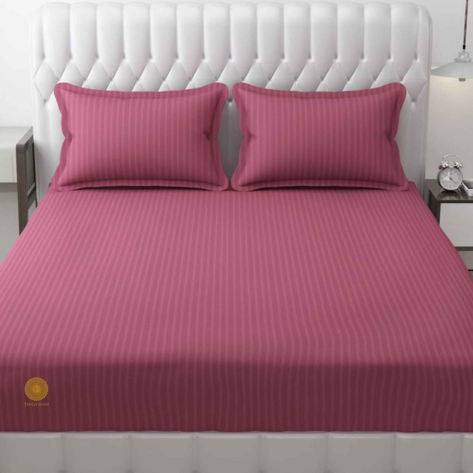 Strip Fitted Bedsheet or Mattress Cover - The Gharnish - A Unit of Satkala Creations