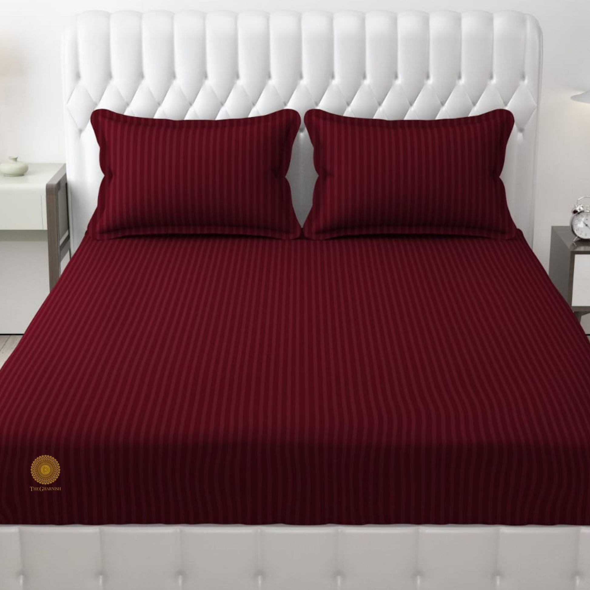 Strip Fitted Bedsheet or Mattress Cover - The Gharnish - A Unit of Satkala Creations