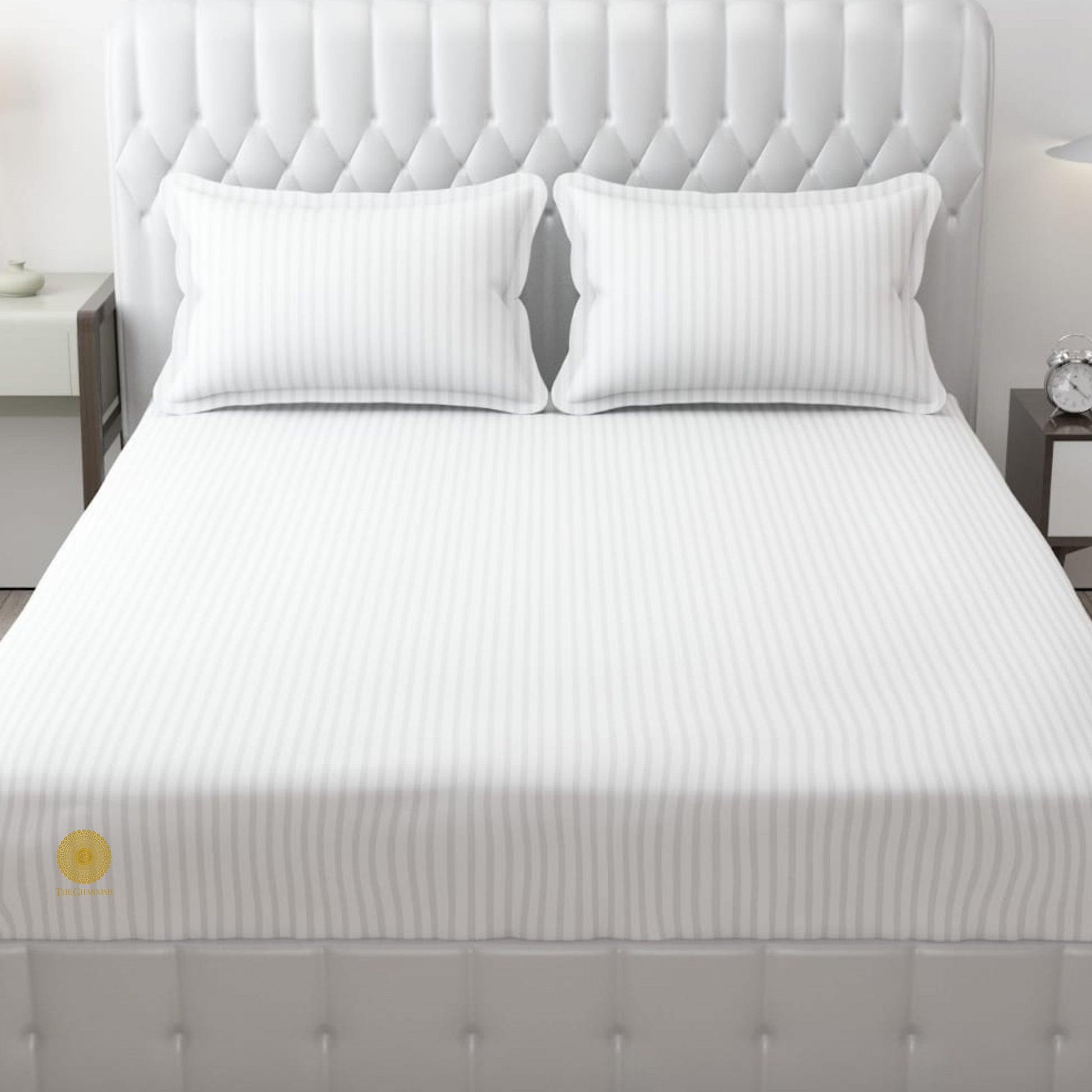 Strip Fitted Bedsheet or Mattress Cover - The Gharnish - A Unit of Satkala Creations