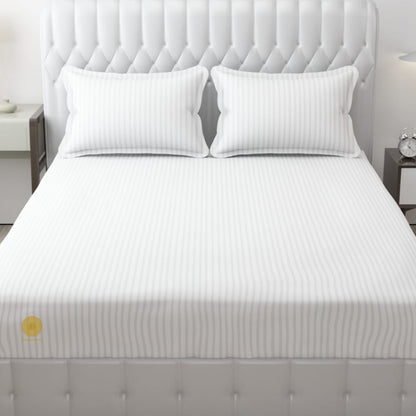 Strip Fitted Bedsheet or Mattress Cover - The Gharnish - A Unit of Satkala Creations