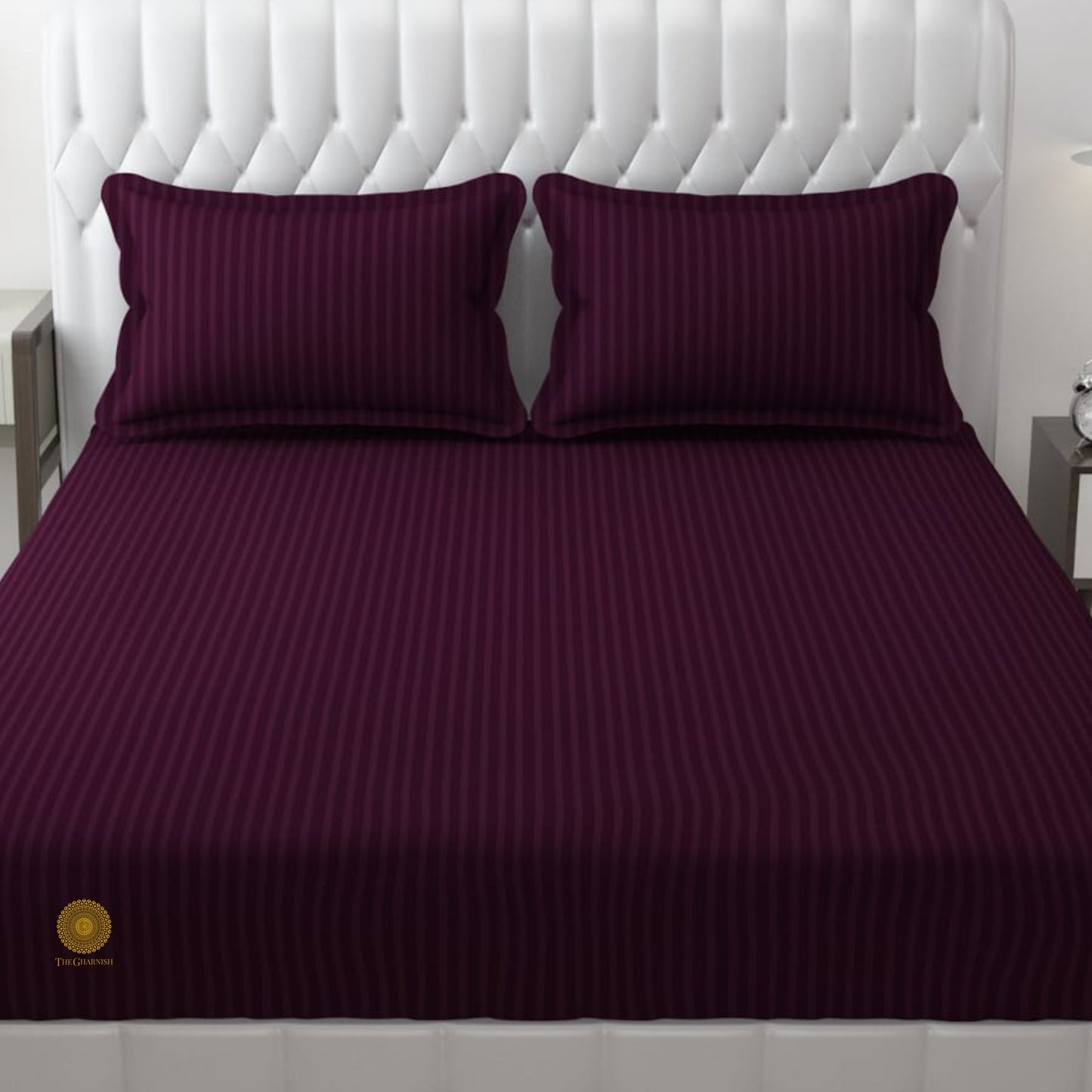 Strip Fitted Bedsheet or Mattress Cover - The Gharnish - A Unit of Satkala Creations