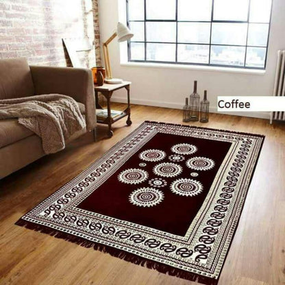 Red Chennile Panel Design Carpet by TheGharnish, showcasing intricate chennile weave and vibrant pattern in a close-up view.