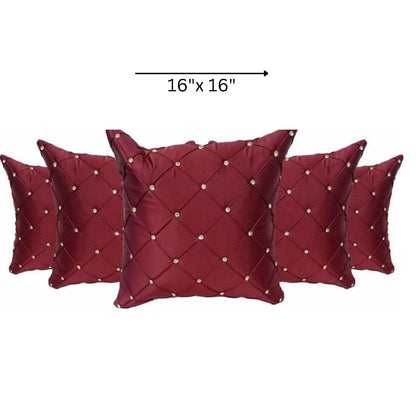 Pearl and Beaded Cushion Covers - Set of 5 - The Gharnish - A Unit of Satkala Creations