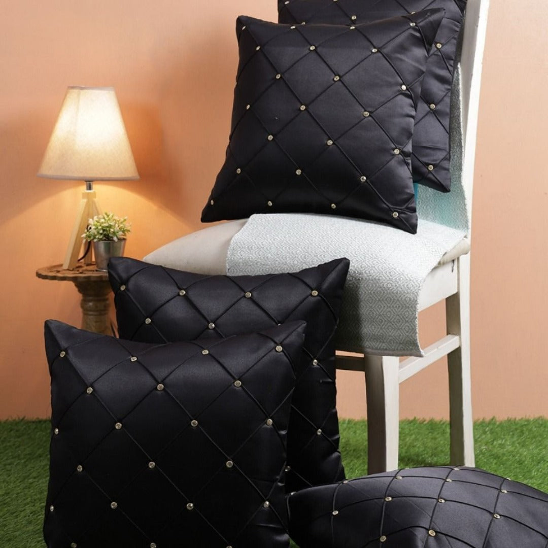 Pearl and Beaded Cushion Covers - Set of 5 - The Gharnish - A Unit of Satkala Creations