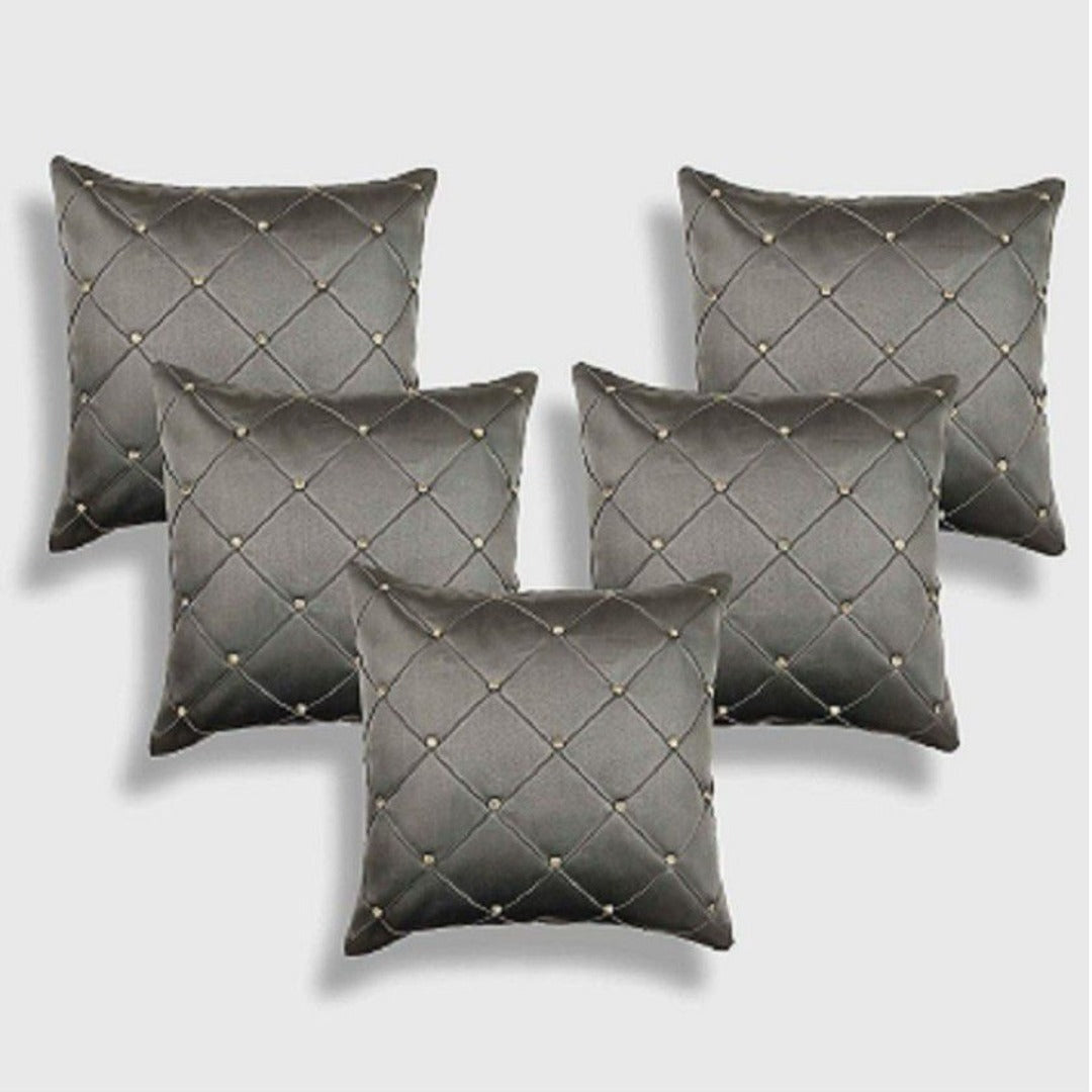 Pearl and Beaded Cushion Covers - Set of 5 - The Gharnish - A Unit of Satkala Creations