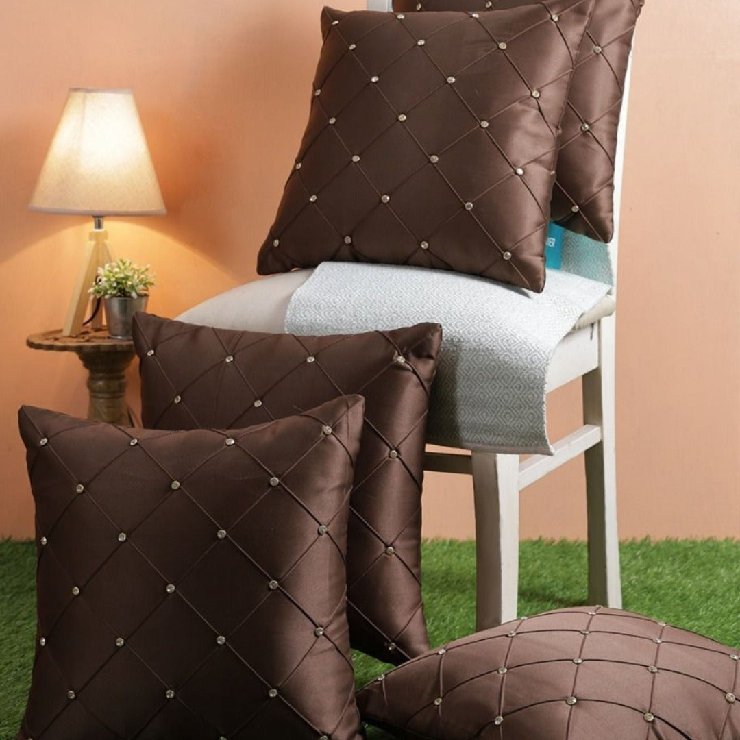 Pearl and Beaded Cushion Covers - Set of 5 - The Gharnish - A Unit of Satkala Creations