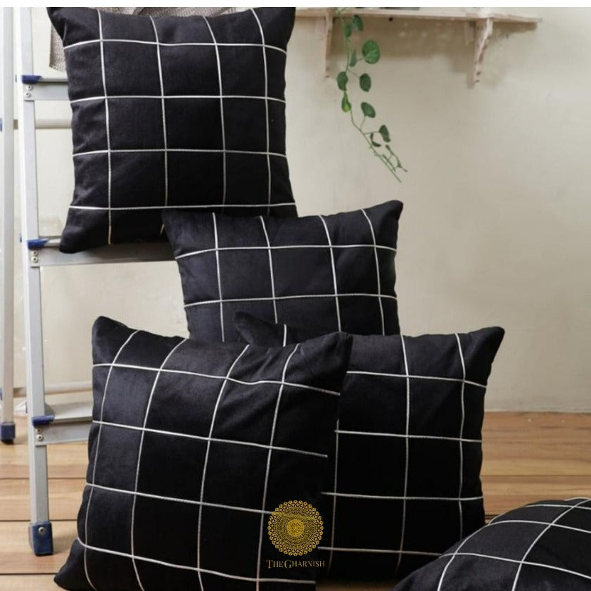 Golden Fabric Cushion Covers - Set of 5 - The Gharnish - A Unit of Satkala Creations