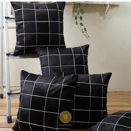 Golden Fabric Cushion Covers - Set of 5 - The Gharnish - A Unit of Satkala Creations