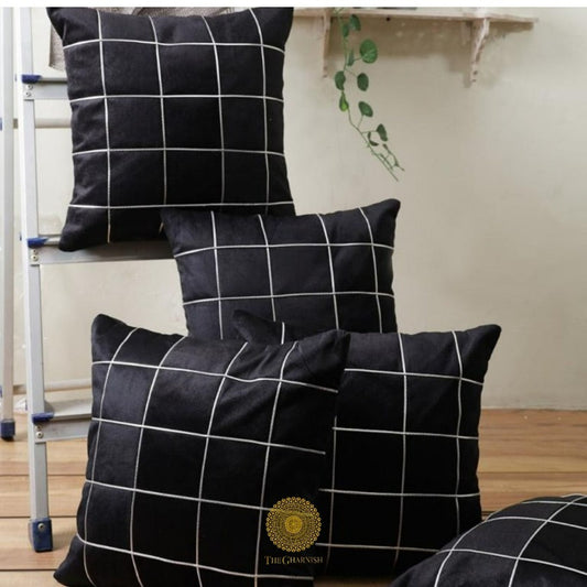 Golden Fabric Cushion Covers - Set of 5 - The Gharnish - A Unit of Satkala Creations