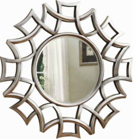 Elegant Circular Metallic Wall Mirror - 32 Inches Dia - The Gharnish - A Unit of Satkala Creations