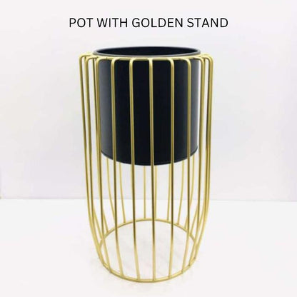 Planter with Golden Net Stand ( 18 x 9 Inches ) - The Gharnish - A Unit of Satkala Creations
