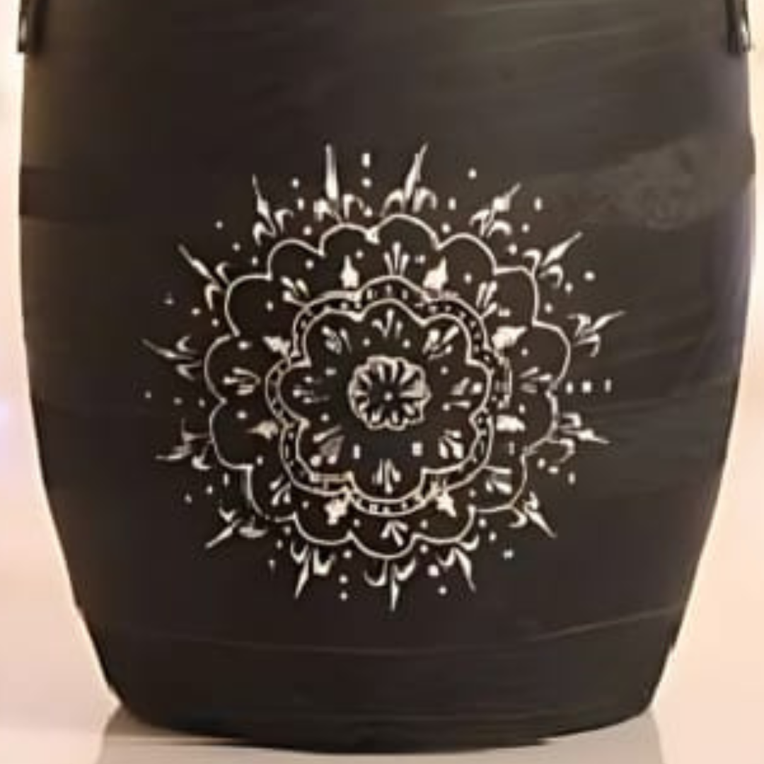 Black Premium Rubber Planter by TheGharnish, round with a smooth matte finish, perfect for indoor or outdoor plants.
